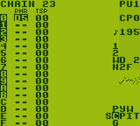 LSDj's CHAIN screen