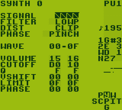 LSDj's SYNTH screen